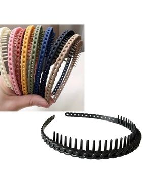 🔴 5 for $10 ONE Black Plastic Toothed Headband Braided Design